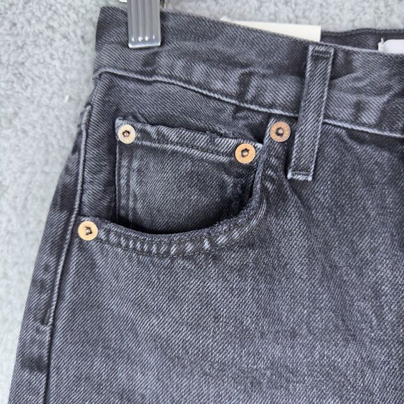 Agolde 90s Bermuda Shorts Women’s 23 Black Denim Raw Hem Mid Rise NWT - Picture 4 of 16